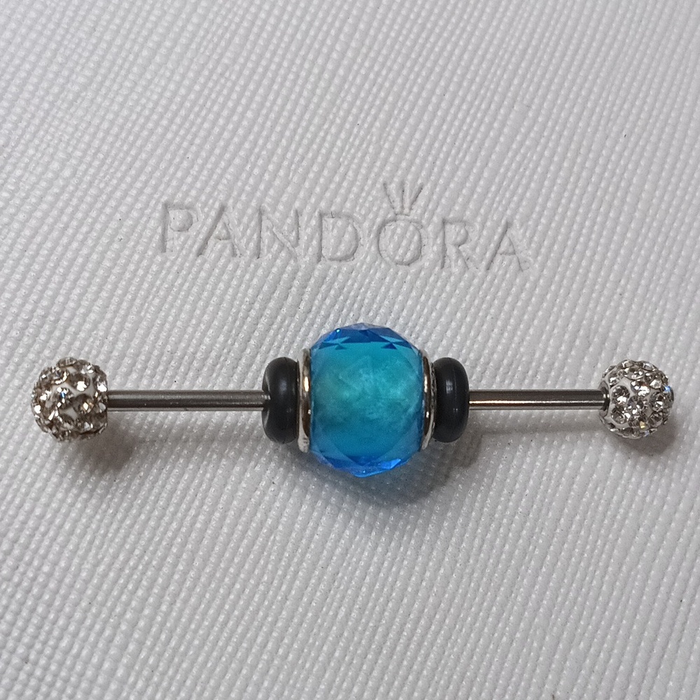 Pandora Silver Sky Blue Crystal Geometric Facets Charm (2 Listed Separately)